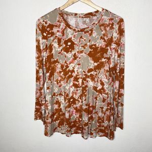 Logo By Lori Goldstein Jamie Tie Dye‎ Stretch Knit Top Long Sleeve Size Small